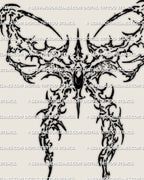 Cybersigilism bow tattoo stencil download, dark bow design with cyber sigil cuts, printable PNG JPG PDF files for stencil transfer.