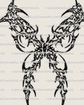 Cybersigilism butterfly tattoo stencil download, dark symmetrical butterfly design with printable PNG JPG PDF files for clean transfer.