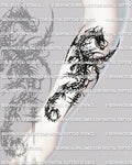 Forearm placement preview for cybersigilism dragon tattoo stencil, vertical dragon arm layout for tattooer use