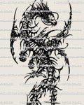 Cybersigilism dragon forearm tattoo stencil download, long vertical dragon design file for clean stencil printing