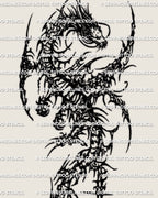Cybersigilism dragon forearm tattoo stencil download, long vertical dragon design file for clean stencil printing