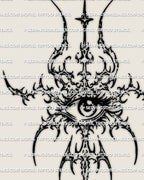 Cybersigilism eye sigil tattoo stencil design, single eye emblem with printable PNG JPG PDF files for clean transfer.