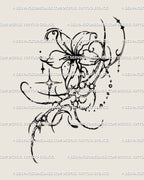 Cybersigilism flower tattoo stencil design, vertical flower with printable PNG JPG PDF files for clean stencil transfer.