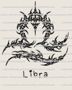 Cybersigilism Libra tattoo stencil download, Libra glyph in cyber sigil linework, clean black outline design.