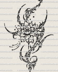 Cybersigilism lotus tattoo stencil design, single lotus flower prepared as a printable tattoo download file.