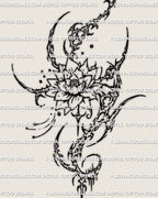 Cybersigilism lotus tattoo stencil design, single lotus flower prepared as a printable tattoo download file.