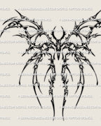 Cybersigilism moth tattoo stencil design, clean moth silhouette with cyber flow linework, instant download PNG JPG PDF