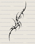 Hand-drawn cybersigilism tattoo stencil with neotribal gothic Y2K lines, clean blackwork design. Instant digital download file for tattoo artists.