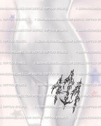 Cybersigilism number tattoo 111 stencil for thigh placement, bold angel number look with sharp accents, downloadable PNG JPG PDF tattoo stencil files.