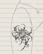 Cybersigilism rose bloom tattoo shown on thigh placement with a centered flower head and sharp ornamental cyber flow