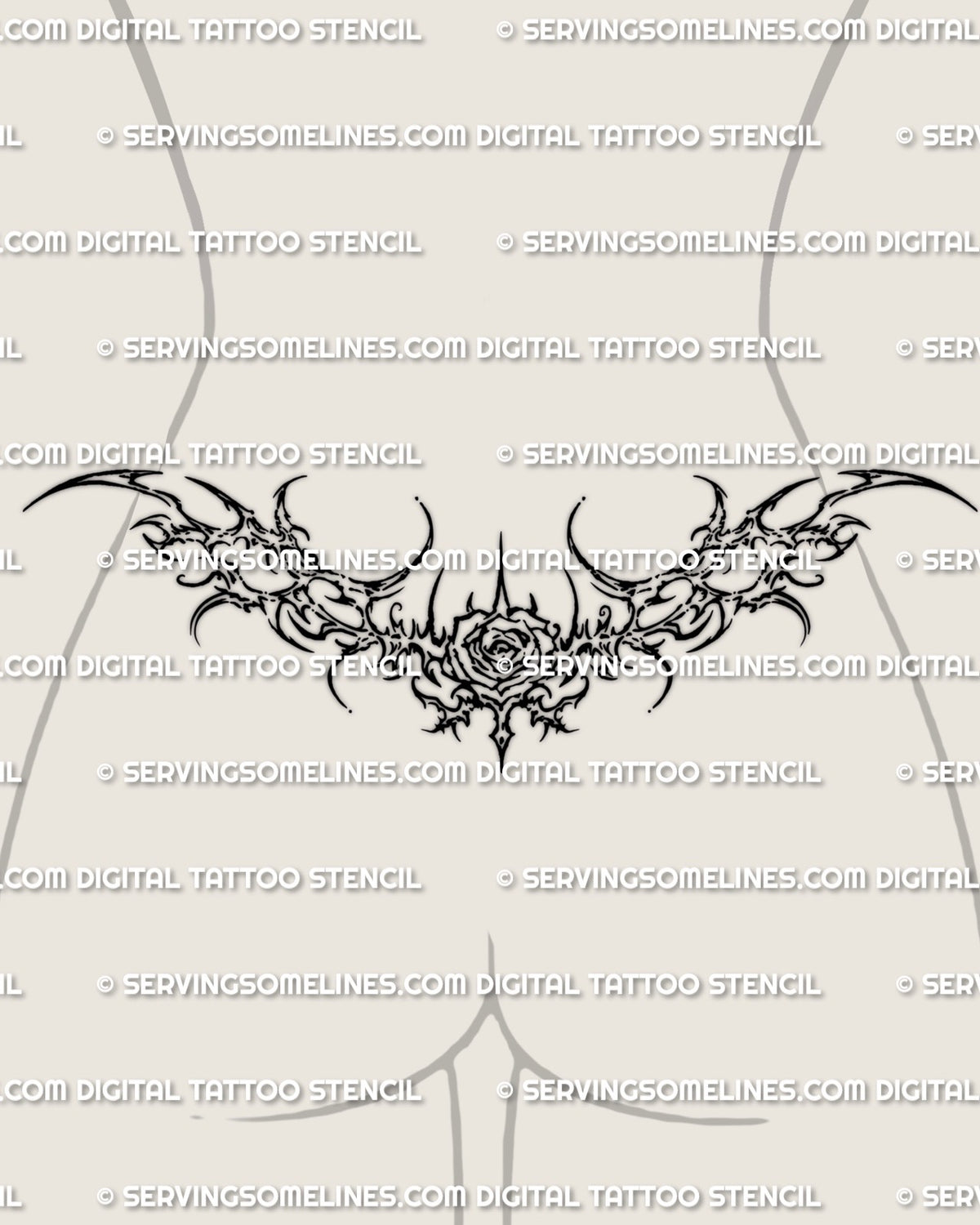 Cybersigilism Rose Lower Back Tattoo Stencil Download – ServingSomeLines