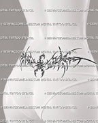 Cybersigilism scorpion lower back tattoo stencil shown on female waist preview with raised tail, open claws, and sharp cyber linework.