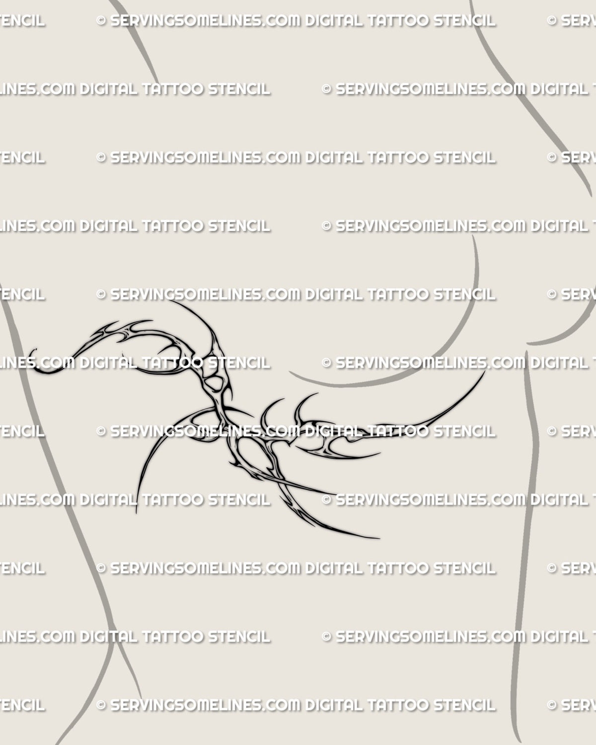 Cyber Tribal Rib Tattoo Stencil | Neotribal Side Torso Design ...