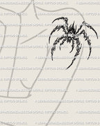 Cybersigilism spider tattoo displayed on upper arm placement example, digital stencil download, PNG JPG PDF included