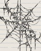 Cybersigilism spider web tattoo stencil design, dark symmetrical web with printable PNG JPG PDF files for clean transfer.