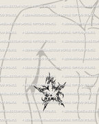 Cybersigilism star tattoo stencil shown on mens ribs placement, single star with cyber flow linework, stencil download