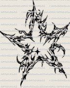 Cybersigilism star tattoo stencil, single five point star design, clean negative space, high res PNG JPG PDF preview