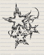 Cybersigilism stars tattoo stencil, 3 cyber star cluster design, instant download PNG JPEG PDF for clean stencil transfer