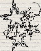 Close view of cybersigilism stars tattoo stencil, 3 star cyber cluster with flow linework, digital download for stencil use