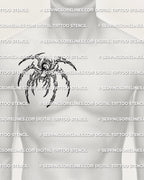 Cybersigilism tarantula tattoo shown on men’s chest placement with a thick body shape and wide aggressive leg stance