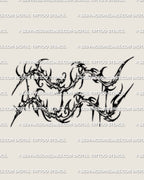 Cybersigilism zodiac Aquarius symbol tattoo stencil, Aquarius glyph linework, printable PNG JPG PDF