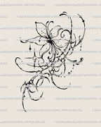 Cybersigilism flower tattoo stencil in neogothic linework, sharp ornamental bloom drawn as alternative gothic floral flash.