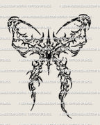 Dark bow tattoo stencil in a cybersigilism style, spiked emblem design with printable stencil download files.