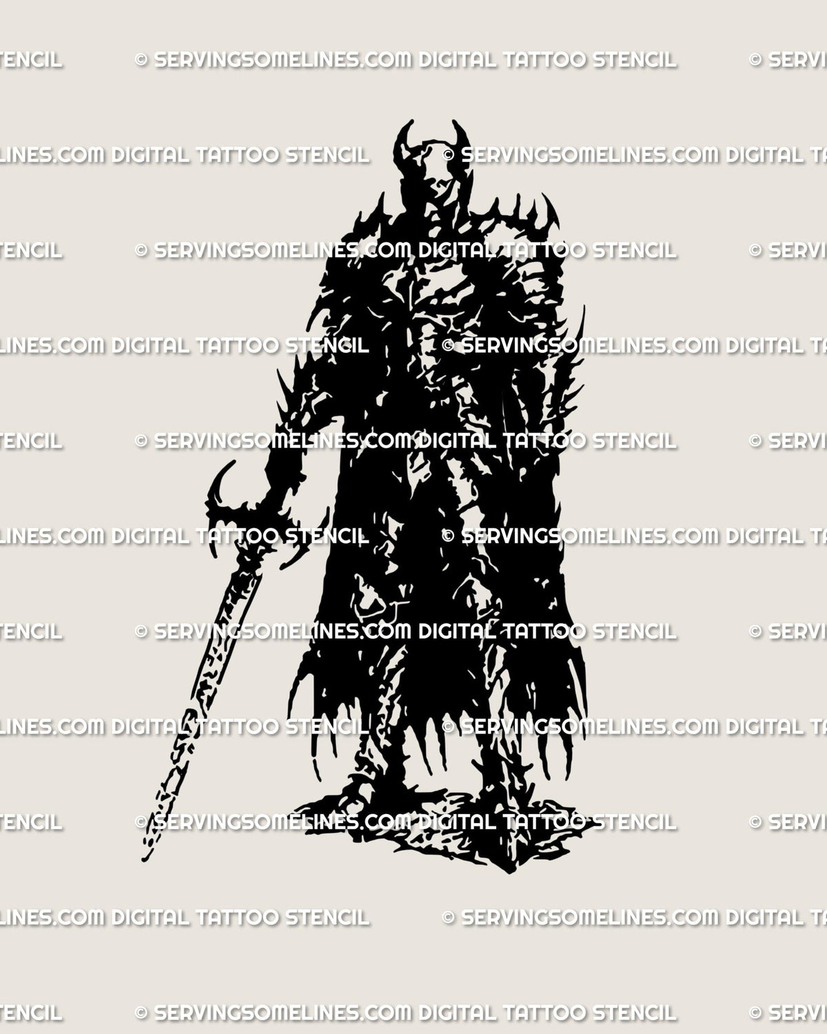 Aggrogoth Warrior Tattoo Stencil – Dark Cybersigilism Blackwork Knight ...