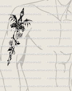 Dark fantasy dagger tattoo stencil displayed on mens upper arm placement, readable dagger shape, high-res stencil files.