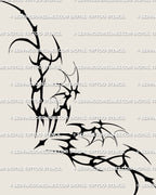 Full lower back tattoo stencil design with a dark heart core and wide winged shape arranged for horizontal body placement.