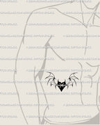 Demon wings heart tattoo design along the ribs, bold barbed wire gothic heart with wing symmetry in clean blackwork. 