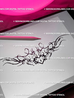 Digital Pisces tattoo stencil displayed on iPad, printable cyber sigilism heart design for zodiac water-sign tattoos.