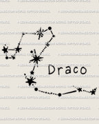 Draco constellation tattoo stencil download, dragon constellation star pattern with clean points and a simple connected path.