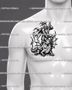 Dragon and knight side chest tattoo for men showing a full winged dragon beneath an armored medieval swordsman