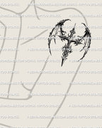 Dragon winged cross tattoo on women’s arm, dark ornamental cross with spiked wing structure
