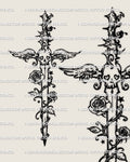 Emo dagger tattoo stencil, collage style stacked linework accents, instant download PNG JPEG PDF files.