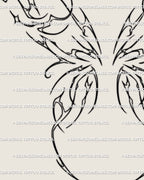 Close detail of fairy wings tattoo stencil showing fine inner linework and soft neotribal ornamental shaping