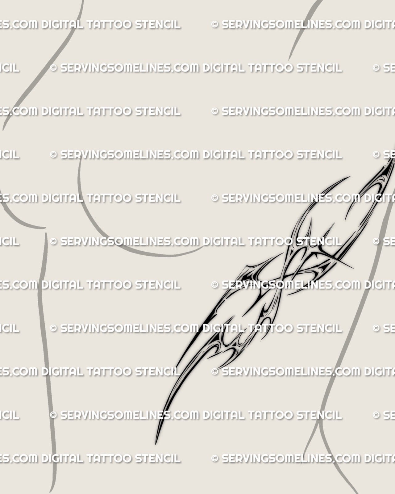 female rib tattoo mockup with cybersigil neotribal lines placed vertically along the ribs for a feminine contour look