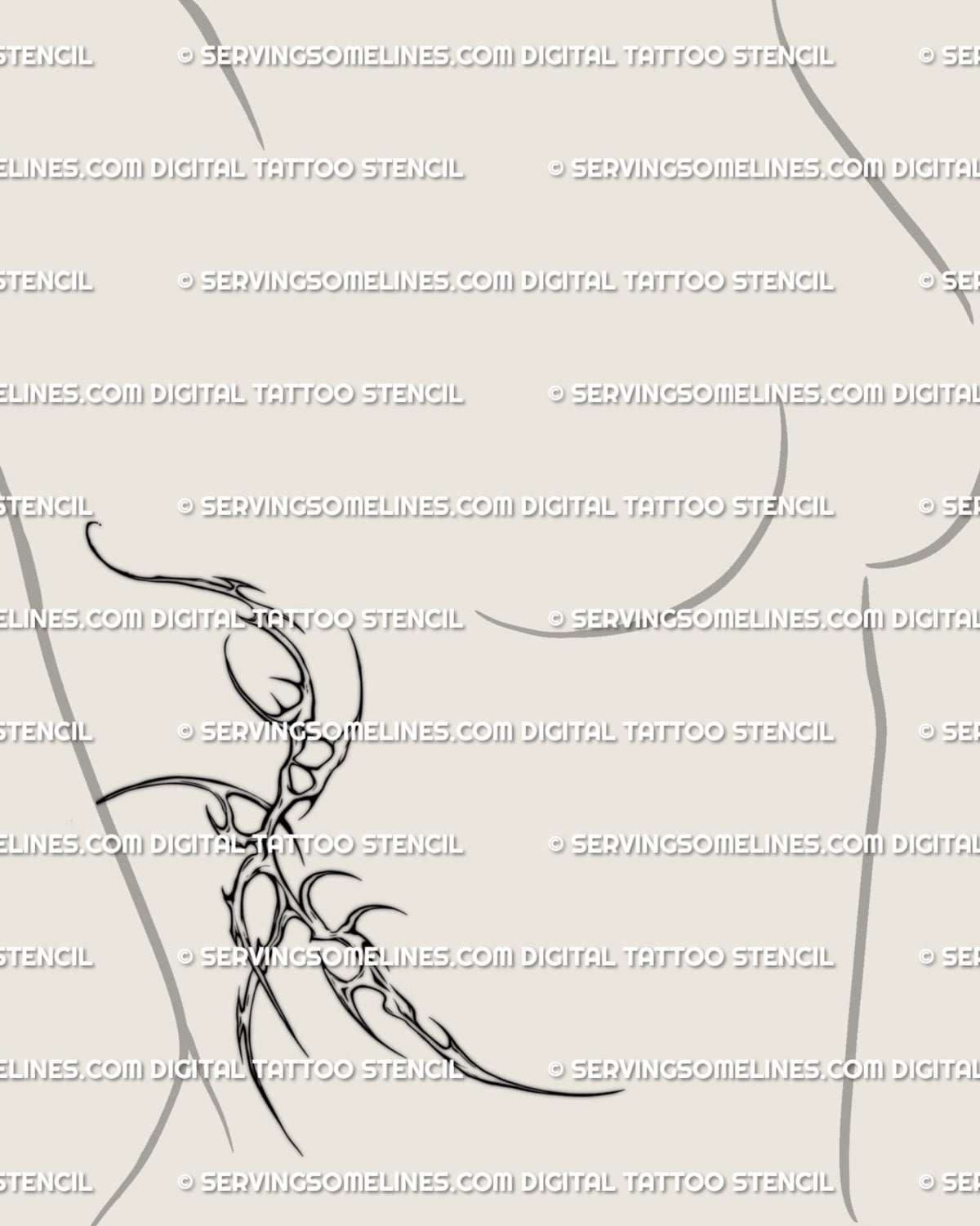 Cyber Tribal Rib Tattoo Stencil | Neotribal Side Torso Design ...