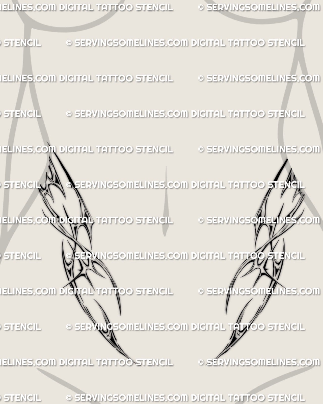 feminine lower stomach cyber sigilism tattoo placed under the navel with clean shaded curves and smooth neotribal detailing