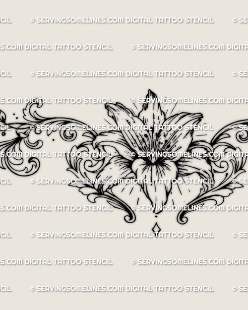 lily flower back tattoo Lily Lower Back Tattoo Stencil Download – ServingSomeLines