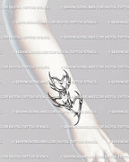 Chrome-style heart tattoo design shown on forearm and wrist, cyber heart link line art with minimalist neotribal elegance.