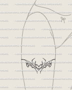 Front thigh Taurus zodiac tattoo idea, neotribal cyber heart horns design with ornamental lines and fine symmetry for digital stencil use.