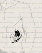 Gothic couple tattoo design of angel and demon in neotribal frame, representing love, temptation, and symbolic contrast on male ribs. 