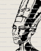 Gothic Egyptian queen Nefertiti tattoo stencil featuring fine blackwork lineart and sculptural shading, bold digital download for artists and clients 