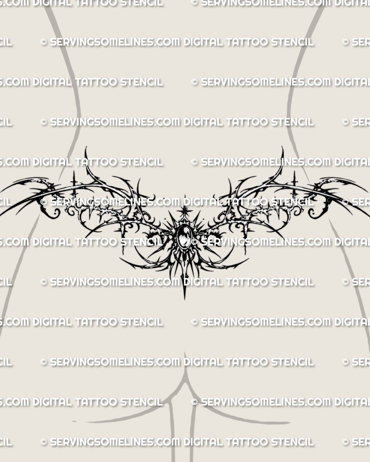 Gothic Lower Back Tattoo Stencil Download – ServingSomeLines