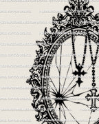 Gothic mirror cross tattoo stencil digital product with ornate baroque detailing, designed for clean stencil transfer and professional tattoo use
