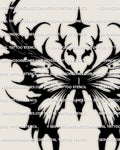 Gothic moth wings tattoo stencil shown as a full digital design, dark nocturnal wing artwork prepared as a printable tattoo stencil download.