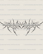 Clean flat view of gothic cyber tribal tattoo art, heart armor tattoo design in ornamental sigilism chest tattoo stencil format.