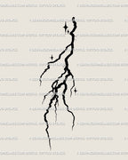 Minimalist thunderbolt and celestial stars tattoo design in grunge emo aesthetic, simple storm flash with gothic vibe. 